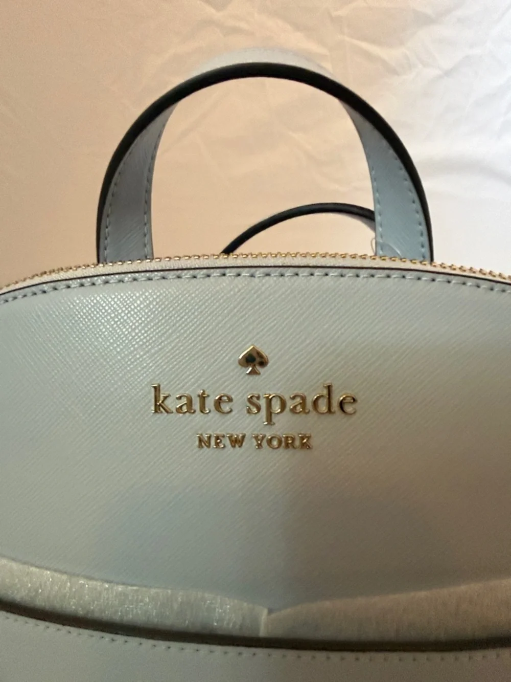 kate spade Light Blue Saffiano Leather Backpack with Gold Hardware